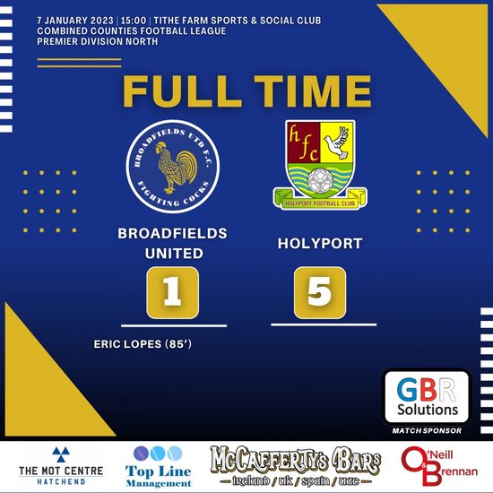 Broadfields United FC news January 2023