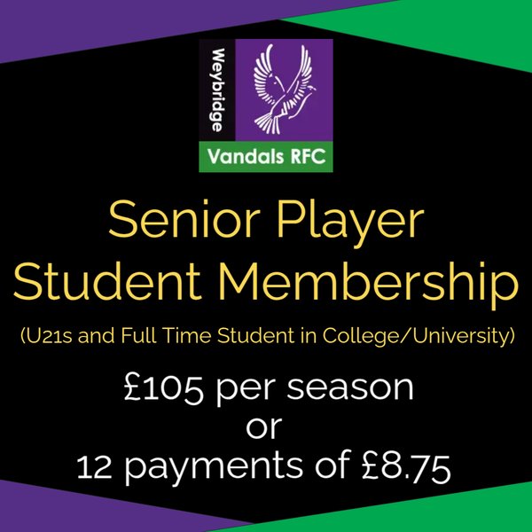 Senior Player Student membership (U21s and Full Time Student in College/University)