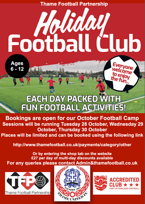 October Football Camp 28 October