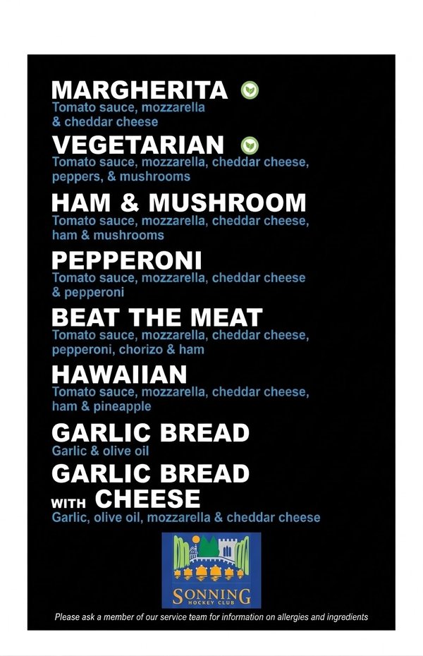 Club Day Tickets - Pizza Options