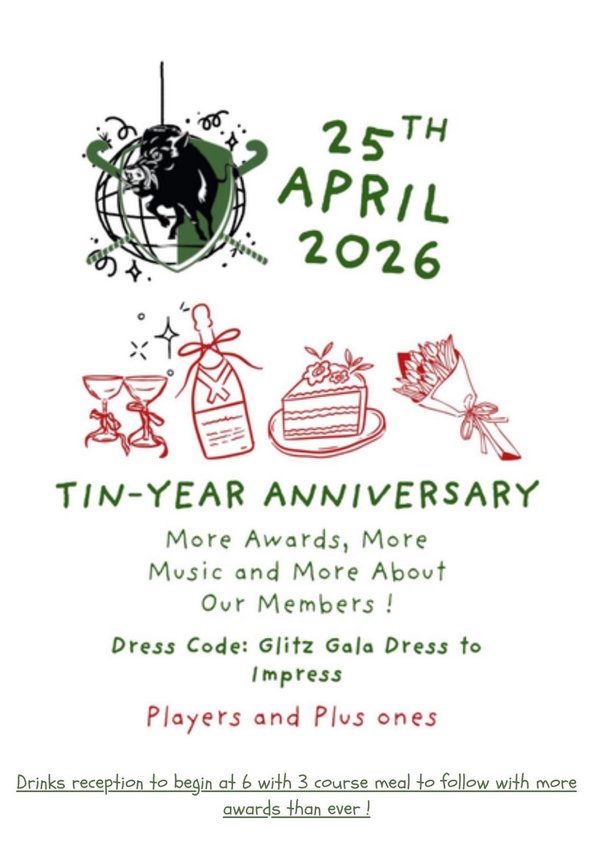 End of Season Do! - 25th April 2026