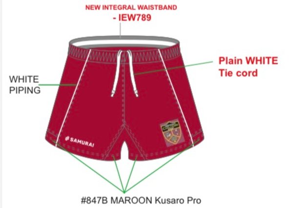 CLARET PLAYING SHORTS - SALE - only certain sizes available - WHILE STOCKS LAST