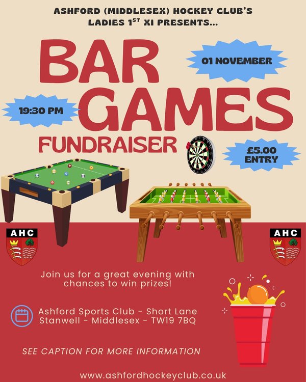 Ashford Ladies Bar Games Fundraiser-1st Nov 2025