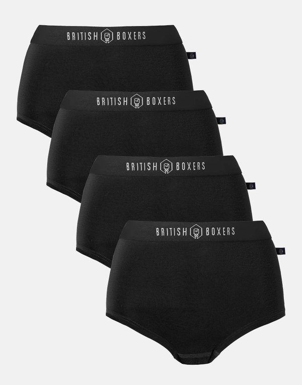 British Boxers : Women's Bamboo Hipster Boxer Briefs (Kohl Black 4 pack)