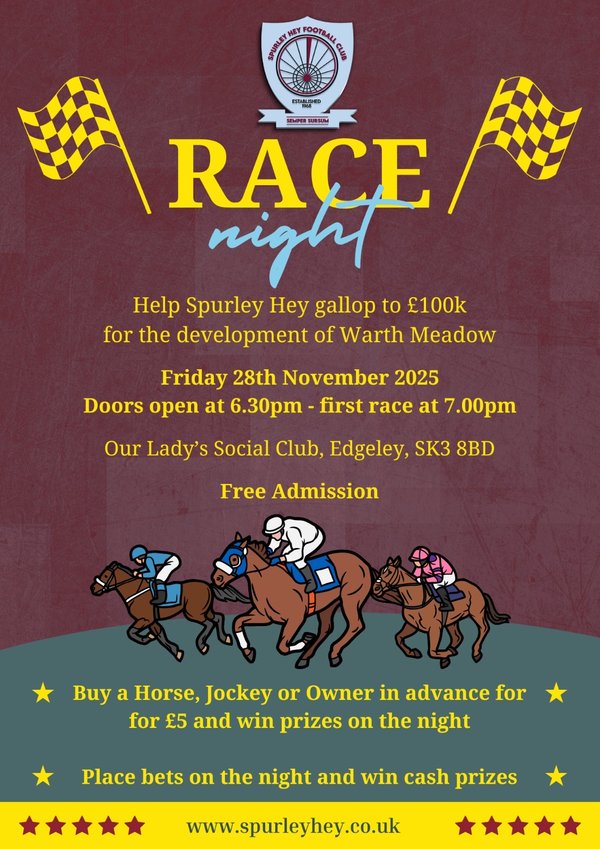 Spurley Race Night 2025 - Race Card (two options)