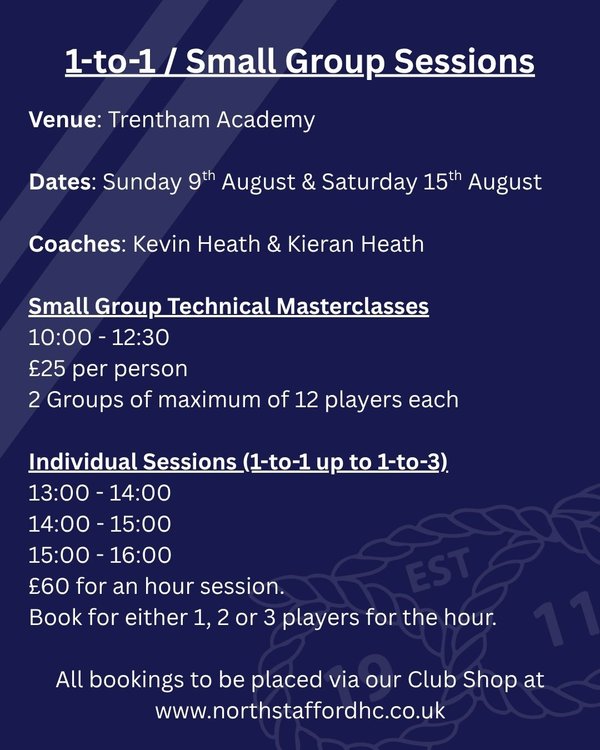 Sunday 9th August: 1-to-1 / Small Group Masterclass