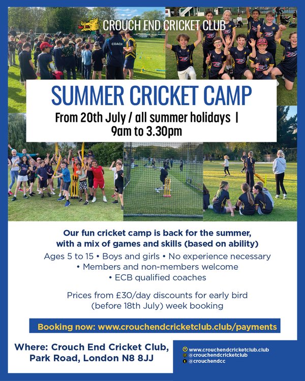 Summer Holiday Cricket Camp  - w/c  10th Aug '26