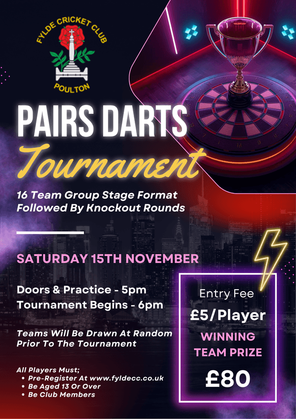 Pairs Darts Tournament - Entry Fee