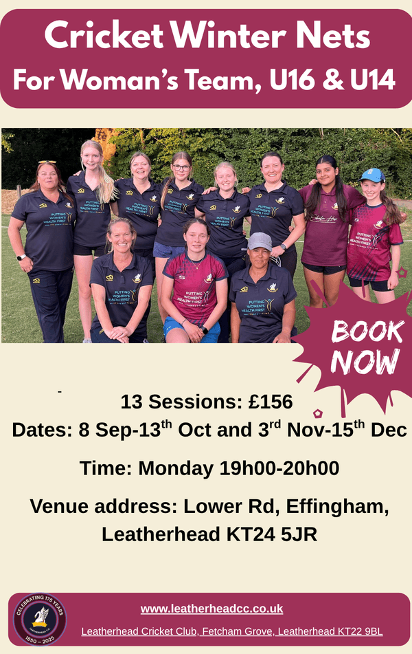 Cricket Winter nets for Woman's U16 & U14 Girls