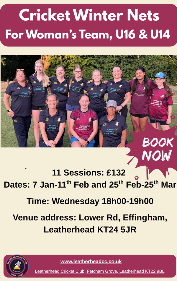 Cricket Winter nets for Woman's U16 & U14 Girls Jan to March