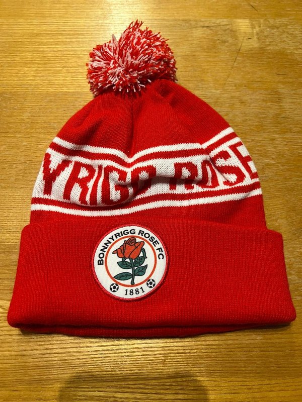 Bonnyrigg Rose New Adult Bobble Hat Red