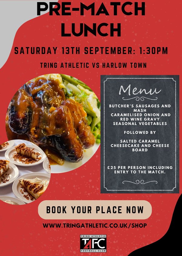 Pre-match lunch Saturday 13th September 1.30pm - ticket for 1