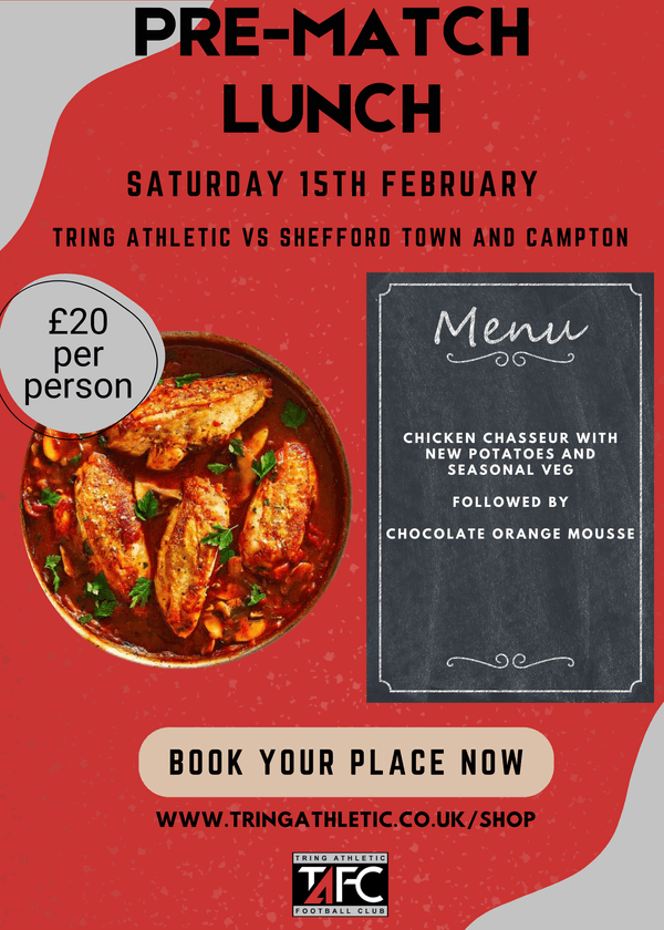 Pre-match lunch Saturday 13th September 1.30pm  - ticket for 2 people