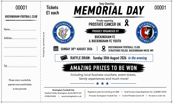 Raffle tickets for Tony Checkley Memorial Day