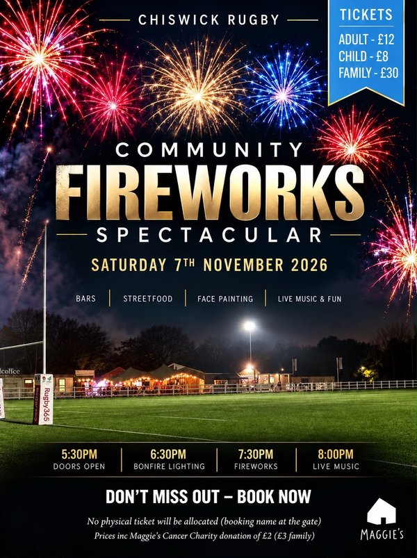 CHISWICK RUGBY'S COMMUNITY FIREWORKS SPECTACULAR