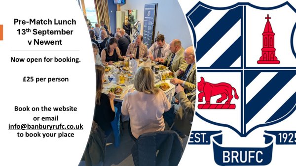 First Matchday Lunch - 13th September - vs Newent