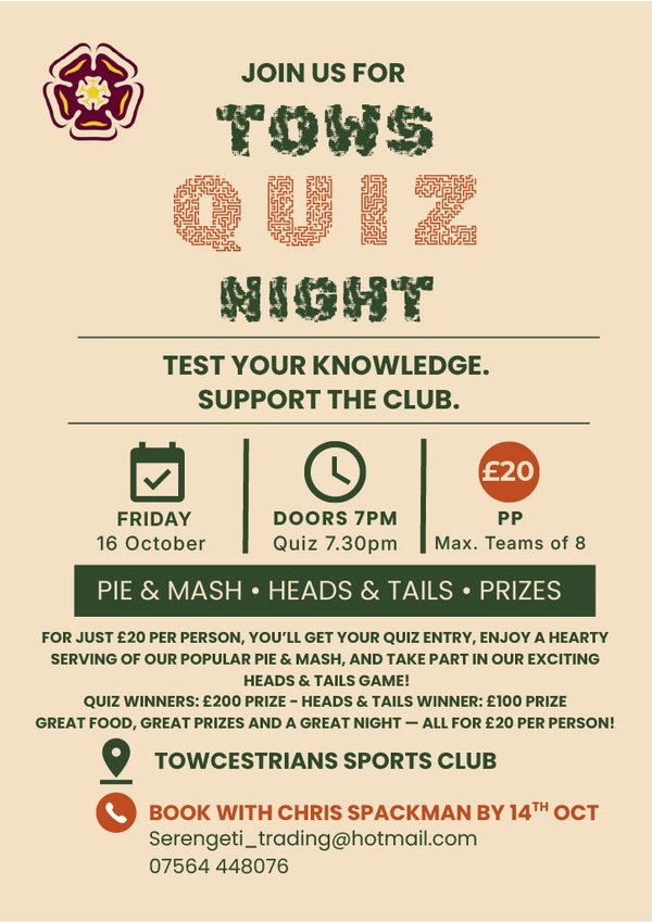 Senior Rugby & Hockey QUIZ NIGHT