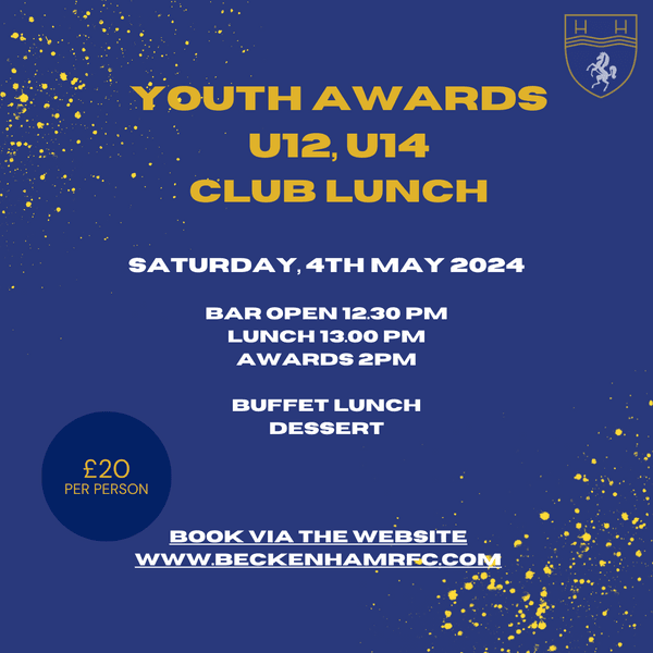 Youth Awards U12, U14 Club Lunch 4th May 2024