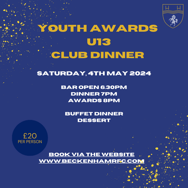 Youth Awards U13 Club Dinner 4th May 24