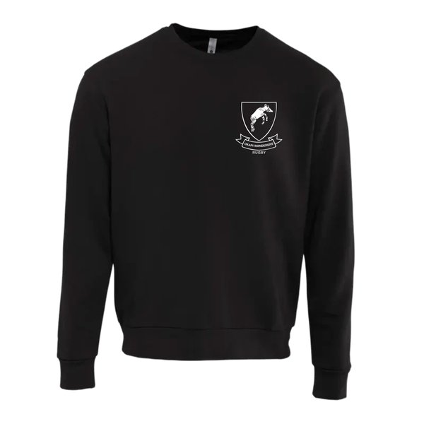 OKAPI WANDERERS RFC CREW NECK BLACK SWEATSHIRT WHITE EMBROIDERED LOGO