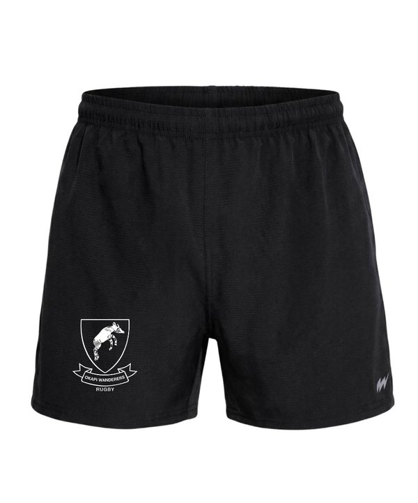 Okapi Wanderers Rugby Black Rugby Game Shorts Embroidered