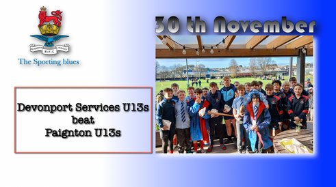 Devonport Services U13s beat Paignton U13s away, read the match report here.