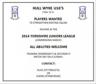 Players Wanted - Hull Wyke U16 (Year 11)