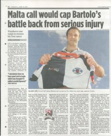 Malta call would cap Bartolo's battle back from serious injury