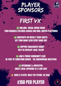 First XV Player Sponsor