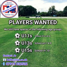 YOUTH PLAYERS WANTED