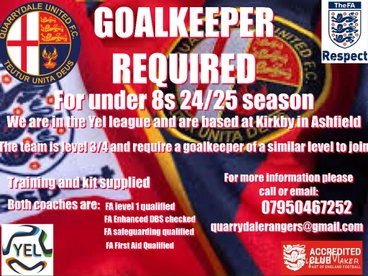 U8 Goalkeeper Wanted