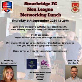 This THURSDAY! Promote your business at the Stourbridge FC Networking Lunch!