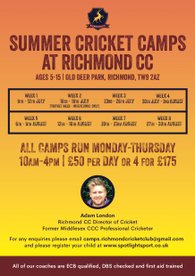Cricket Camps are on - spaces available