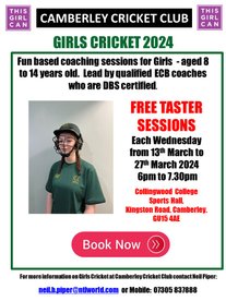 Camberley Cricket Club - FREE Girls Taster Sessions - March 2024