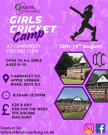 Camberley Cricket Club - Girls August Summer Camp 12th to 14th August