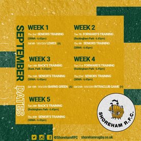 Shoreham Men's Seniors September Schedule