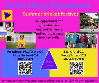 Girls-only Dyanamos cricket festival on 1st September