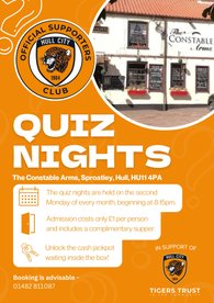 Quiz Night Monday 9th June 2025 - The Constable Arms, Sproatley
