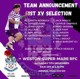 1ST TEAM V WESTON-SUPER-MARE RFC