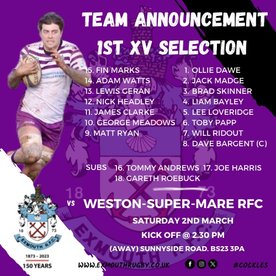 1ST TEAM V WESTON-SUPER-MARE RFC