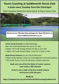 Tennis coaching for juniors and adults at Saddleworth Tennis Club