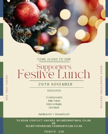 Supporters Festive Lunch - 29th November