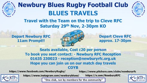 Blues Travels Coach to Cleve RFC