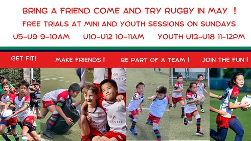 Come and try Mini and Youth Rugby in May - All welcome