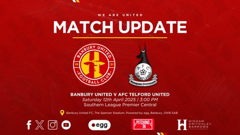 Matchday coverage & ticketing information: Banbury United vs AFC Telford United