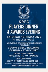 KRFC Players Dinner & Awards Evening