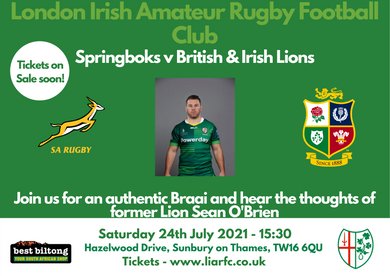 Hear the thoughts of Sean O'Brien - Springboks v British & Irish Lions -24th July - Hazelwood the home of London Irish