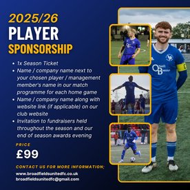 Player & Management Sponsorship for 2025/26