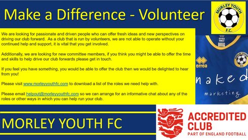 Morley Youth cannot run without volunteers!