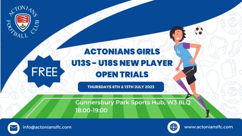 U13 - U18s Open Trials for New Players